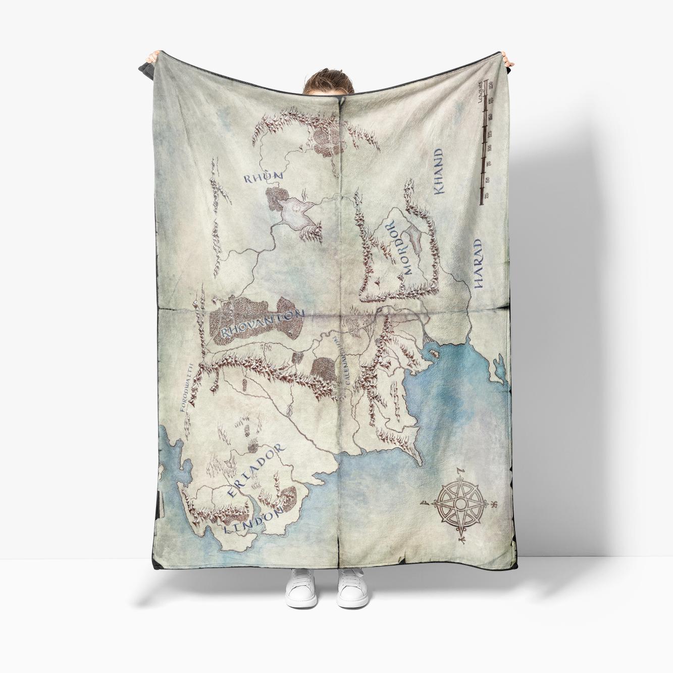 

Одеяло в стиле карты Средиземья, многофункциональное одеяло можно использовать как простыню, покрывало, одеяло для сна, одеяло для питомца 30x40in