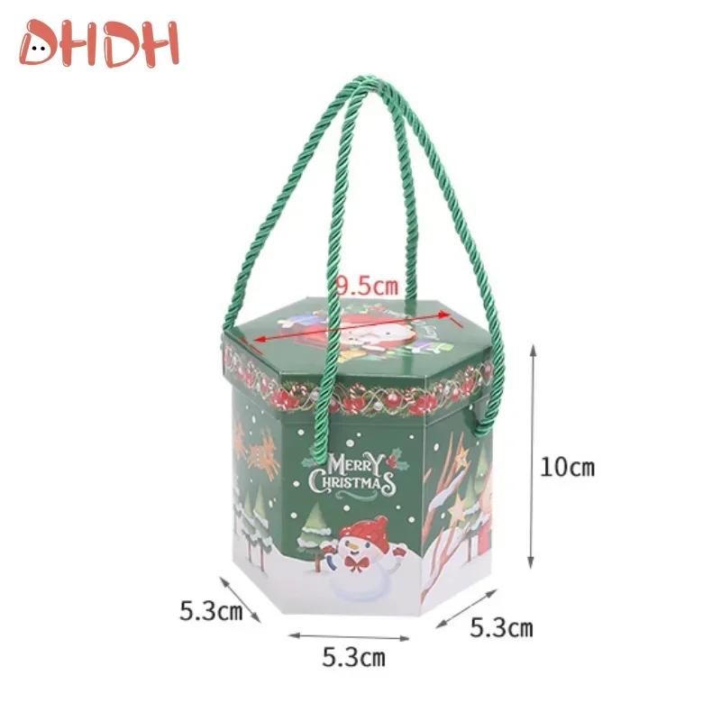 Weihnachtsgeschenktüten Papier Süßigkeitenbox Keks Tragbare Seilverpackung Weihnachten Neujahr Party Dekorationen Kindergeschenktüten