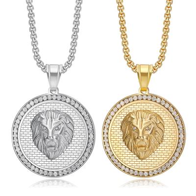 2026 Schmuck Mode Trend Eingelegter Zirkon Herren Party Schmuck Accessoires Löwenkopf Anhänger Halskette