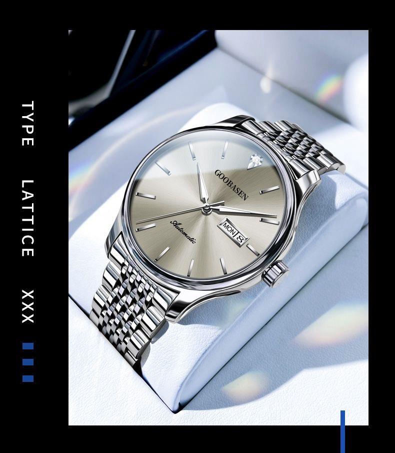 Montre Mécanique Lumineuse Entièrement Automatique pour Homme - Étanche, Tendance, Design Squelette avec Double Calendrier.