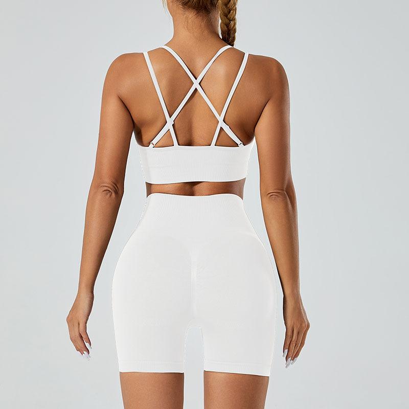 New Seamless Gathering Sports Bra, High Waist And Hip Lifting Yoga Pants, Running And Fitness Clothes, Sports Yoga Set For Women