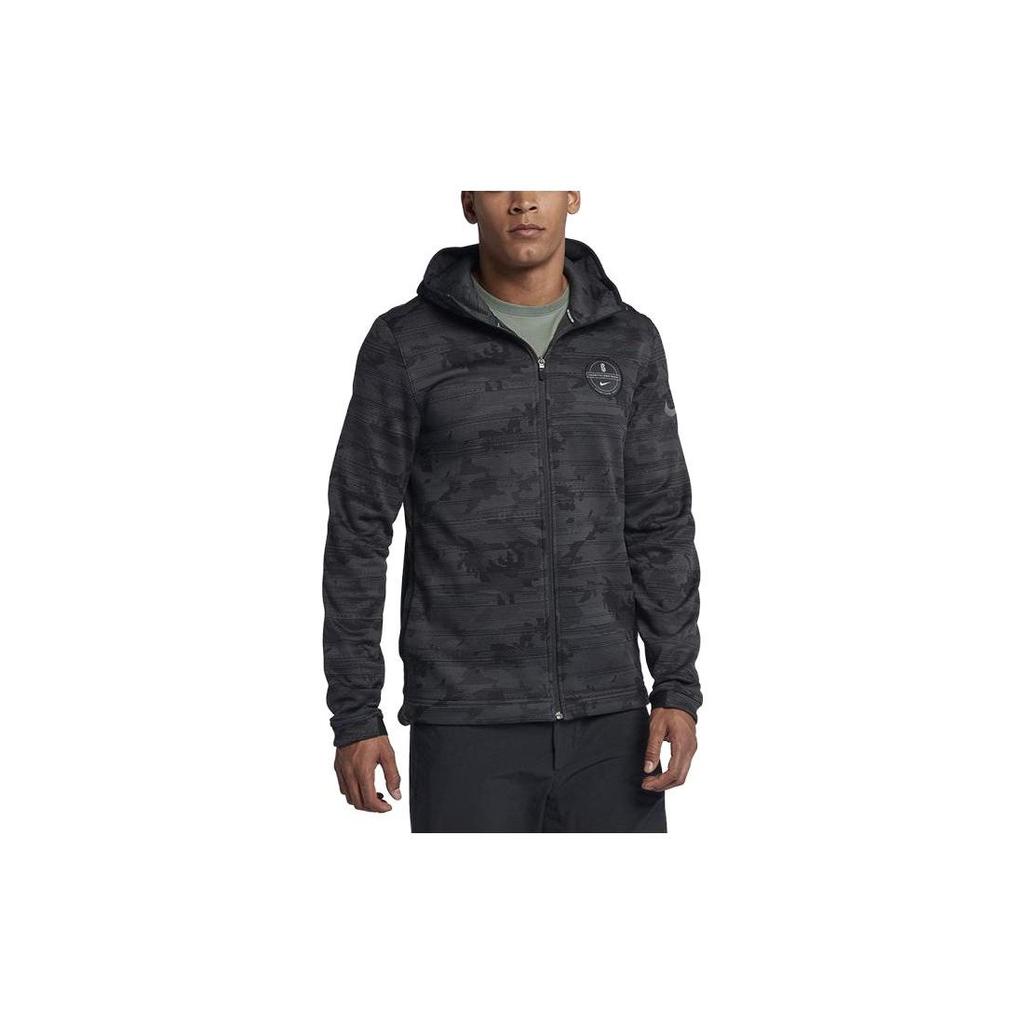 Nike Camouflage Print Logo Hooded Zip Jacket Men Jackets Black 890573-060