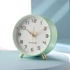 Non-Ticking Nordic Alarm Clock Round Table Clock Battery Operated Frosted Metal Clock  Bedroom