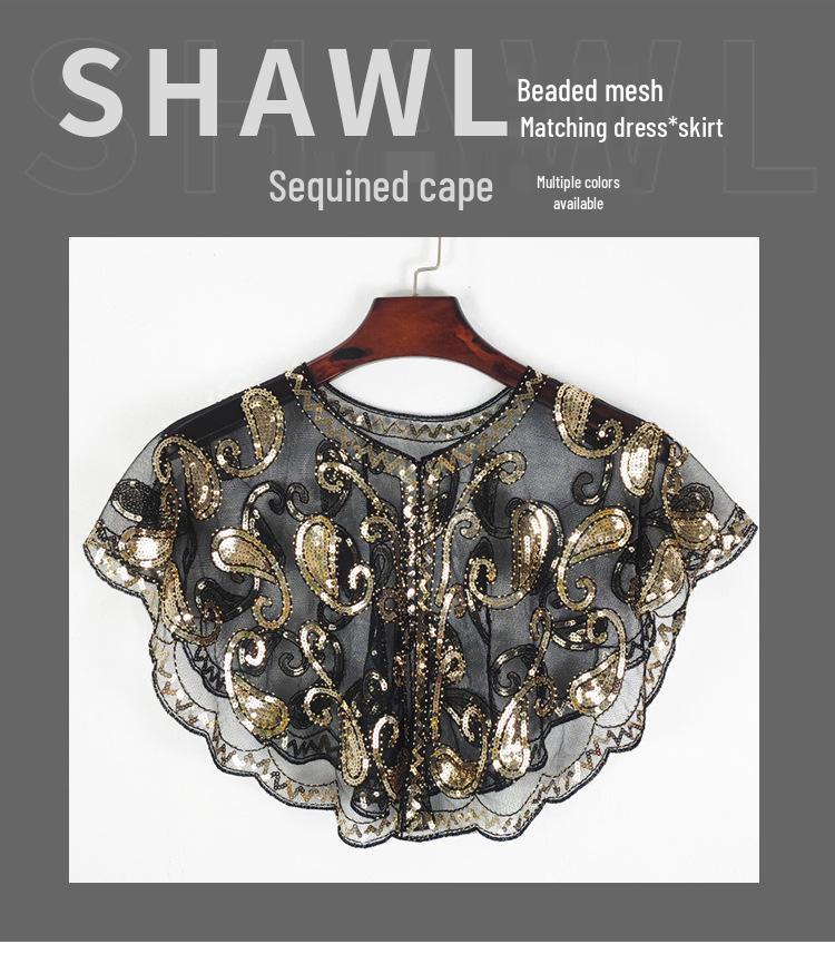 Bolero versatil din dantelă: Șal european și american de vară cu paiete și plasă