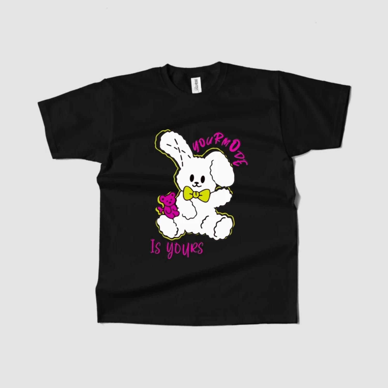 

Women s T-Shirt Cute Bunny Graphic Short Sleeve Round Neck Trendy Summer 2023 Fast Shipping S чёрный