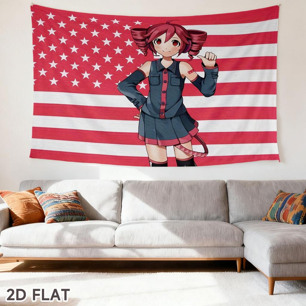 Accent Teto American Flag Tapestry Anime Mixed Style Wall Hanging Cloth Room Decoration Home Decoration