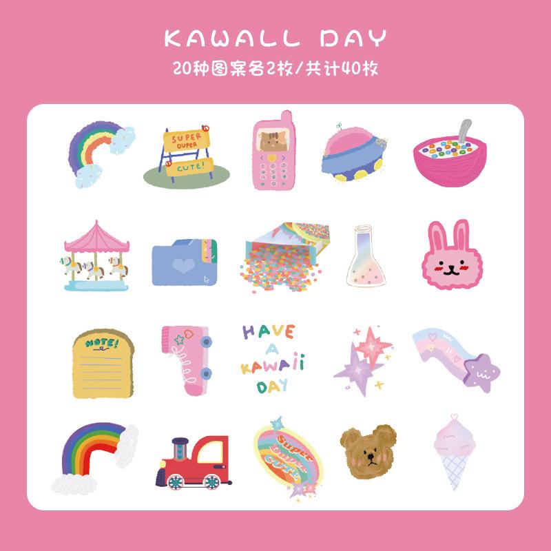 40 - Sheet Mini Carton - boxed Cute Cartoon Stickers, Colorful Graffiti - inspired Illustrations, Self - adhesive