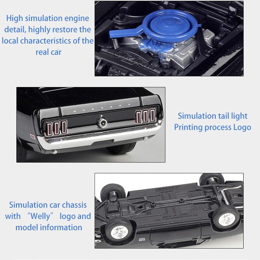 1/24 Scale Welly  1969 Ford Mustang Boss 429 Alloy Car Model Diecasts Metal Toy Vehicles Car Model High Simulation Collection Childrens Gifts