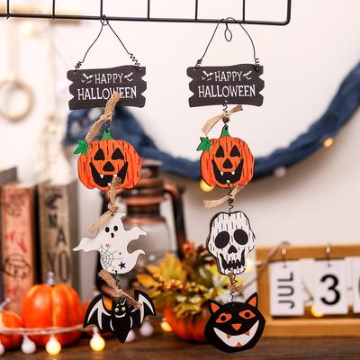 New Halloween Decoration New Wooden Door Hanging Pumpkin Ghost Pendant Creative Pendant Wholesale
