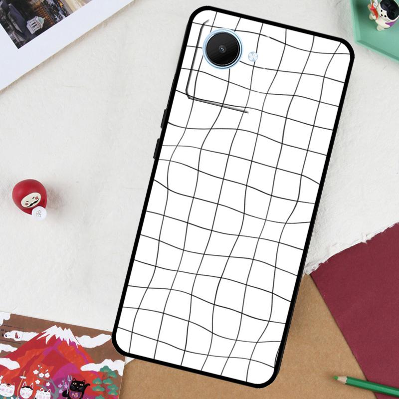 Wavy Grid For Realme GT 7 Pro GT 6 5 6T 10 11 12 13 14 Pro Plus C61 C53 C51 C21Y C25S C75 C55 C67 Case