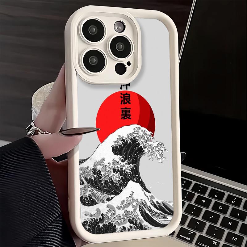 Phone Case for iPhone 17 Air 16E 15 16 Pro Max Japanese Wave Kanagawa Surfing Cover 14 Plus 13 12 Mini Soft Shell Silicone Funda
