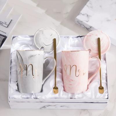 Tasse mit Marmormuster Geschenkbox, nordische Ins Flamingo Tasse, Paar Keramiktasse, Hochzeit