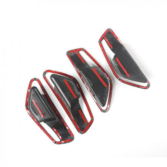 Inner Door Handle Decor Frame Cover For Hyundai Elantra 21- Red Carbon Fiber