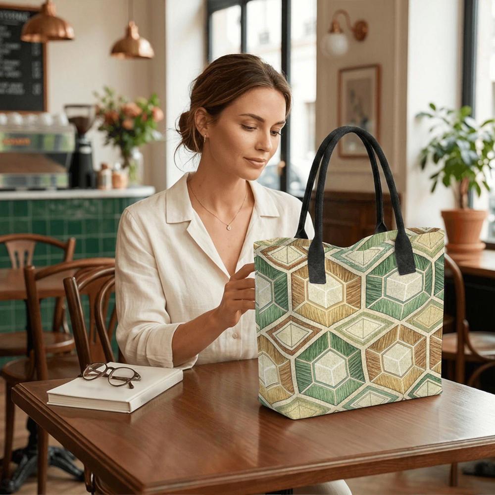 Geometric Pattern Tote Bag Casual Large Capacity Daily Shoulder Handbag