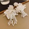 Silver needle flower petals crystal fringed earrings French high-end delicate earrings super fairy fashion new earrings women
