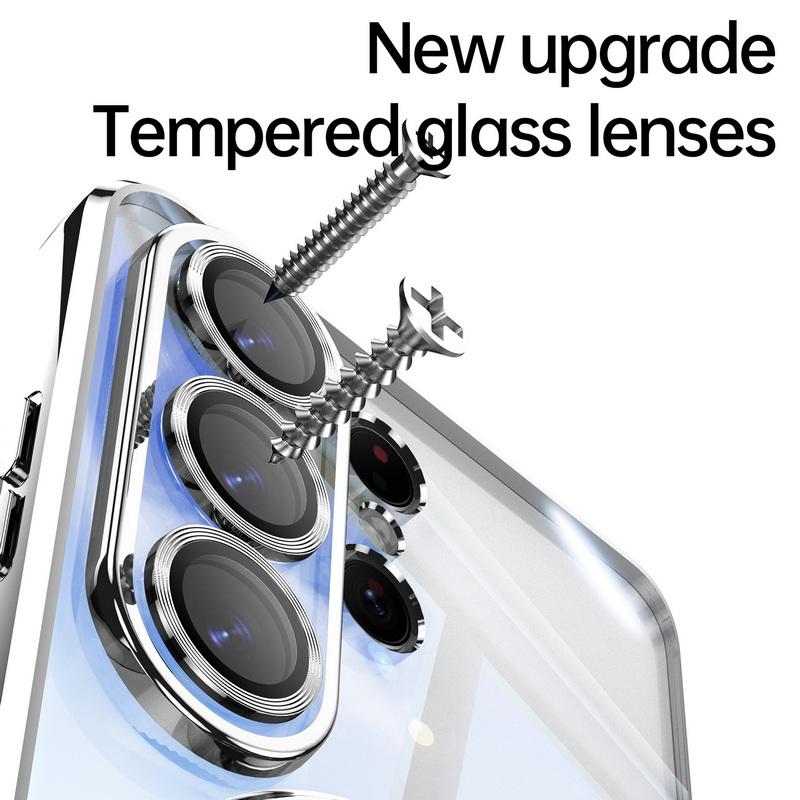 Magnetic Ring Stand Plating Case For Samsung Galaxy S26 Ultra S25 Edge S24 FE Plus Luxury Lens Protector Clear Back Shockproof Soft Silicone Cover