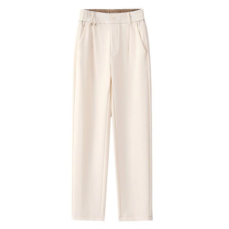 Women's High-Waist Slimming White Harem Pants - Summer 2024 Casual Nine-Point Trousers