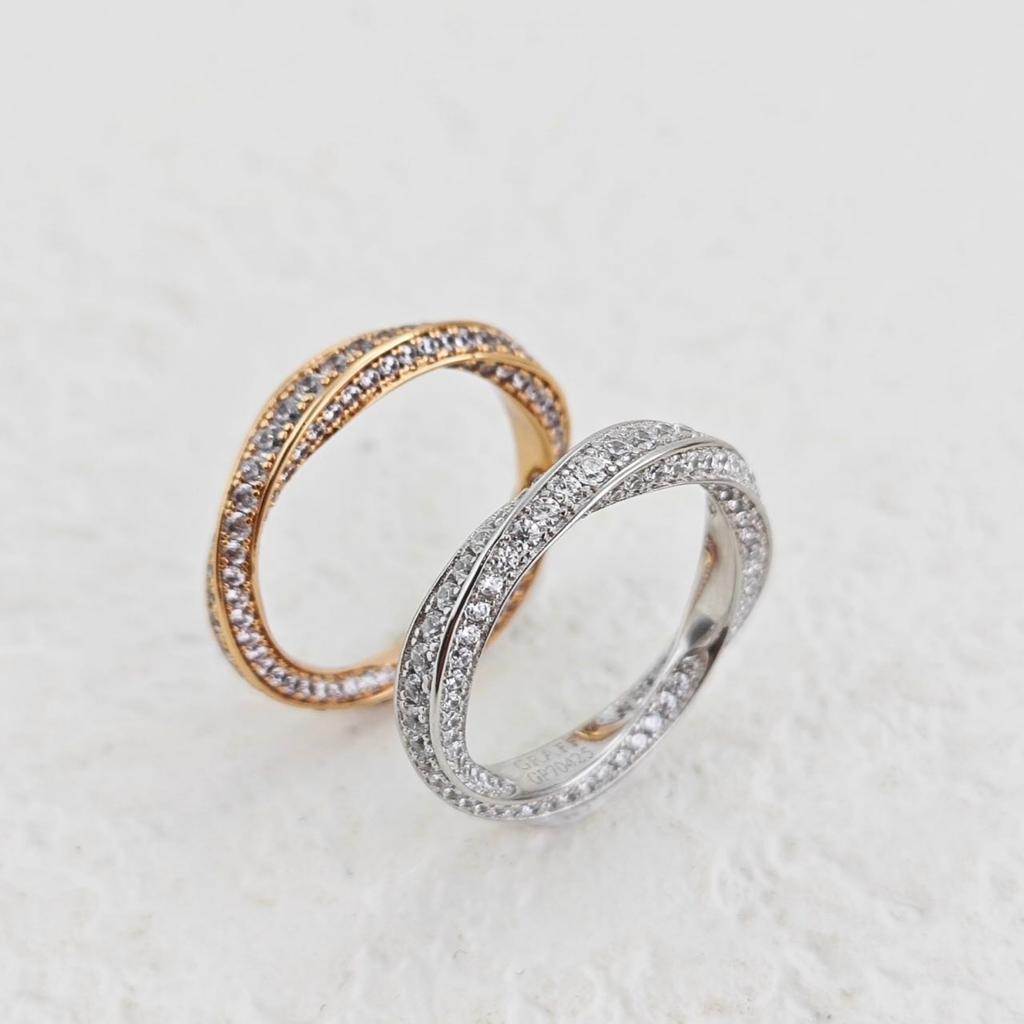 Graf Möbius Ring Voll Diamanten Verdrehter Blume Partnerring Einfacher Temperamentring