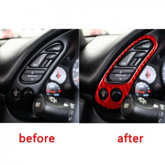 2Pcs Red Carbon Fiber Speedometer Side Cover Trim For Corvette C5 1998-04 Type B