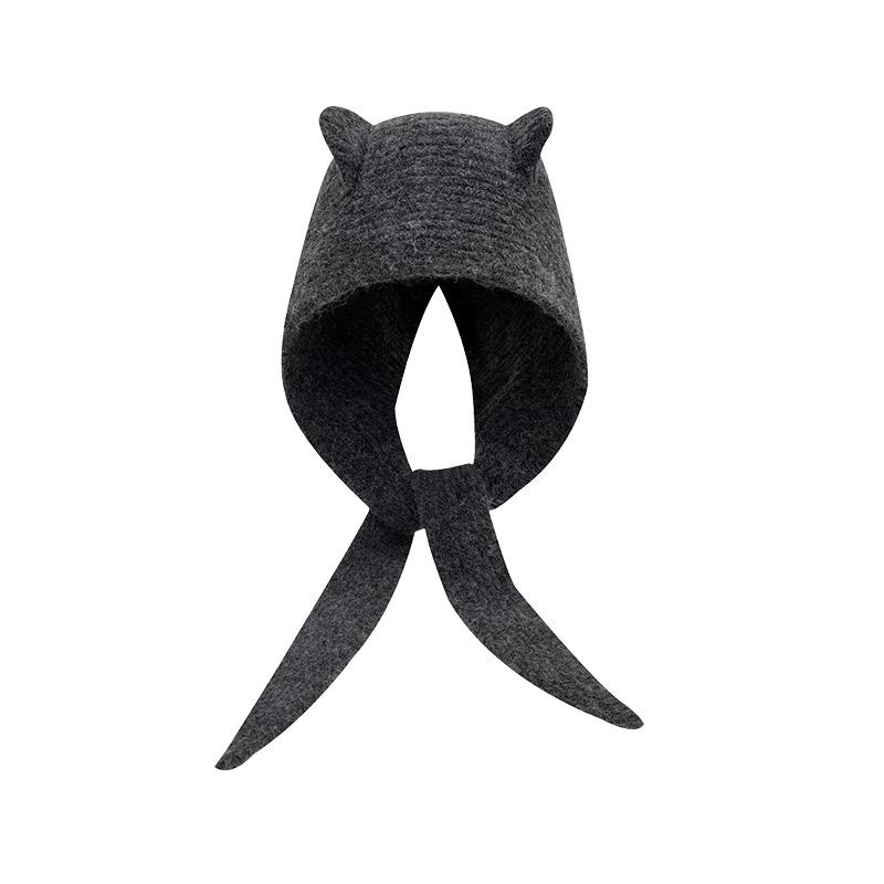 Women's autumn and winter wool hats, warm ears, cute knitted scarves, Lei Feng hats, trendy little devil balaclava hats