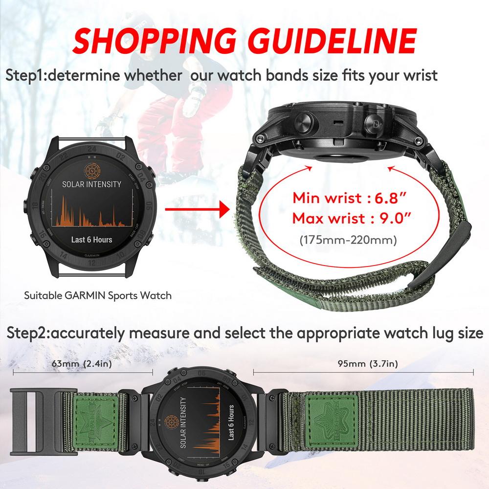 HEMSUT Straps For Garmin Watch Band Nylon Quickfit 20 22 26mm Sports Wrist Strap For Fenix7 Forerunner/EPIX /Instinct /Tactix