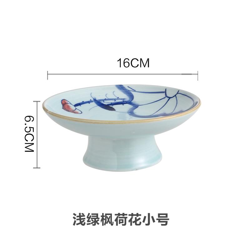 Ceramic Plate Fruit Tray Stilt Refreshment Tray Hand Painted Plum Decoration Plate Dessert Snack Dishes Salad Bowl Tableware