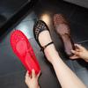 2026 Mary Jane Sandals: Half-open Buckle, Breathable Hollow-out, Elastic Strap, Comfortable Flat Design.