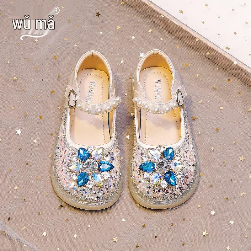 Wuma Girls Rhinestone Princess Shoes 34 грязно-белый