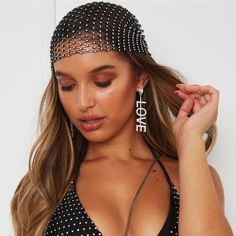 Polyester Mesh Glitter Head Wrap With Sparkling Embellishments For Dance Events