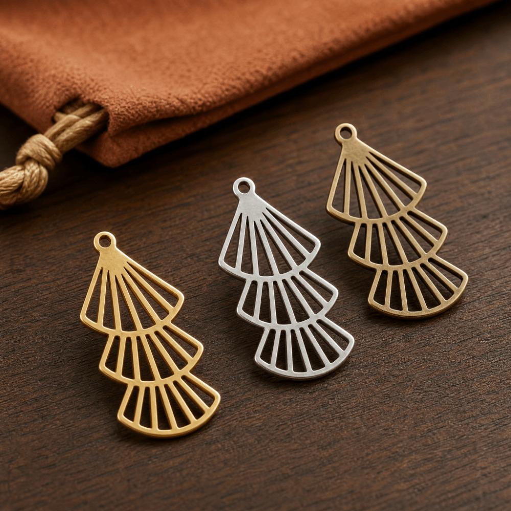 Geometric Shape Brass Charm Top Loop Pendant Finding Lightweight Hanging Connector Pendant Design