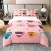 Lovely Bohemian Style Cup Shaped Tea Party Soft Duvet Cover Quen Sized Dimensions Children Kids Rom Decor Watercolor Cofe Beding Cup 3 Piece Set
