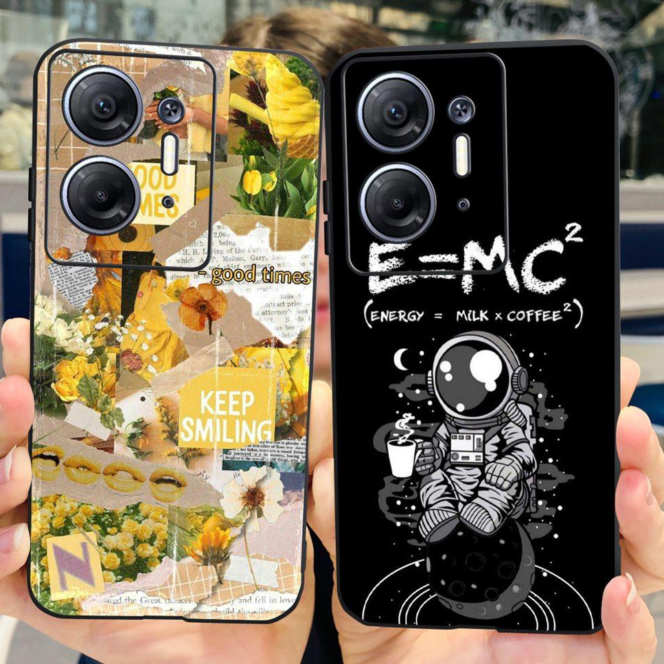 For Infinix Hot 30 5G 6.78" Case Flower TPU Soft Silicon Black Cover For Infinix HOT 30 Hot30 X6832 Astronaut Phone Cases Fundas