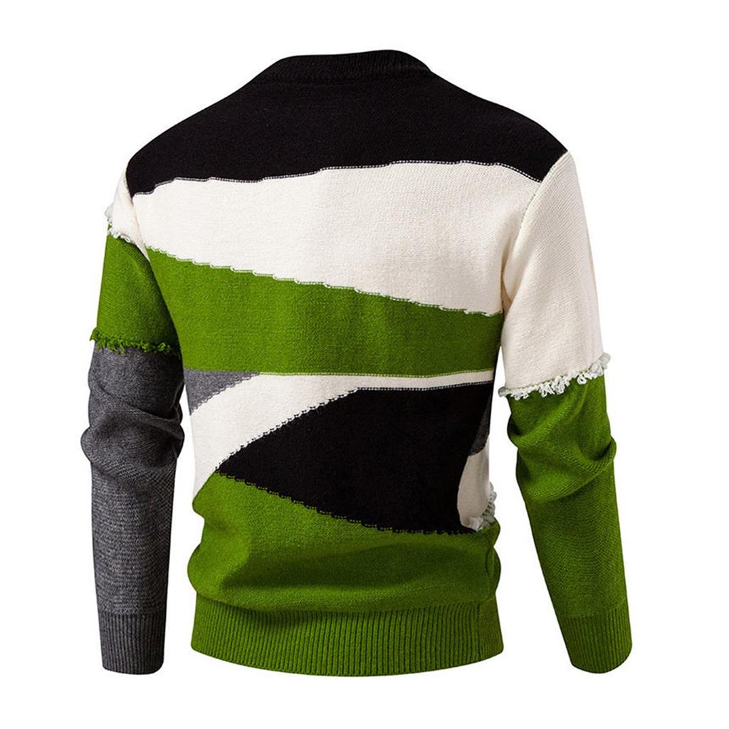 Men's Trendy Round Neck Colorblocked Sweater Men's Pullover Bottoming Sweater