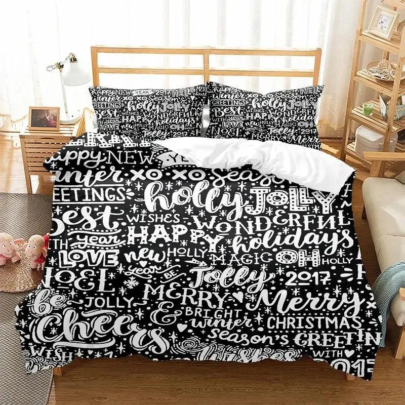 Graffiti Słowo Zestaw Poszewki na Kołdrę Wesołych Świąt Poliestrowa Poszwa na Kołdrę z Poszewką na Poduszkę Rozmiar King Queen Dla Dziecka Nastolatka Zestaw Pościeli