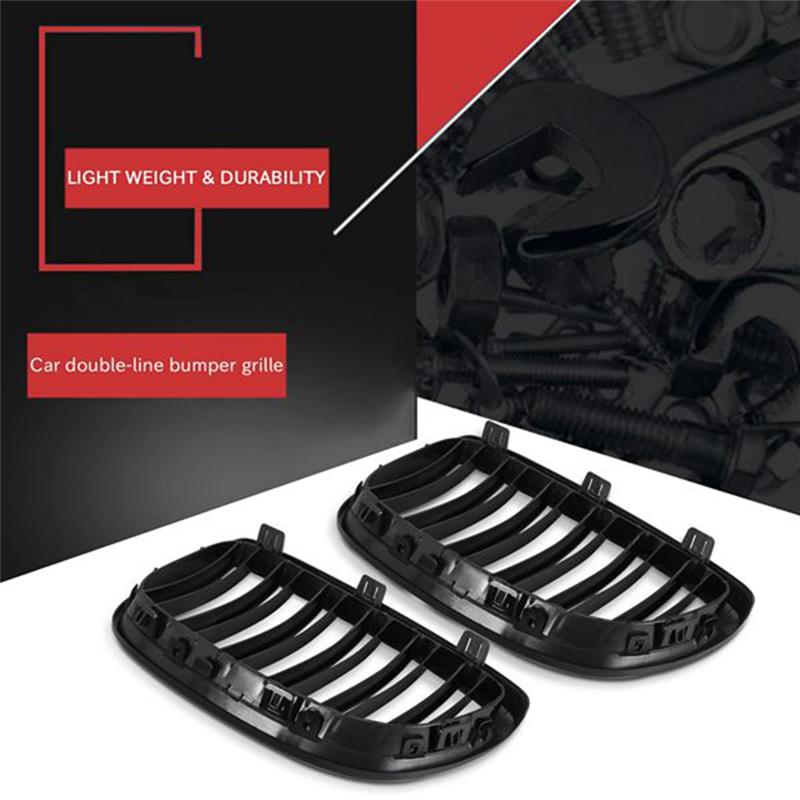 M63K-Front Bumper Kidney Twin F Sport Grille 2Pcs For BMW 3 Series E92 E93 M3 Two Doors 2006-2009 Bright Black