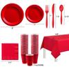 Solid Color Paper Plates Cups Disposable Tableware Christmas Birthday Party Decorations Kid Wedding Red Decor Gift