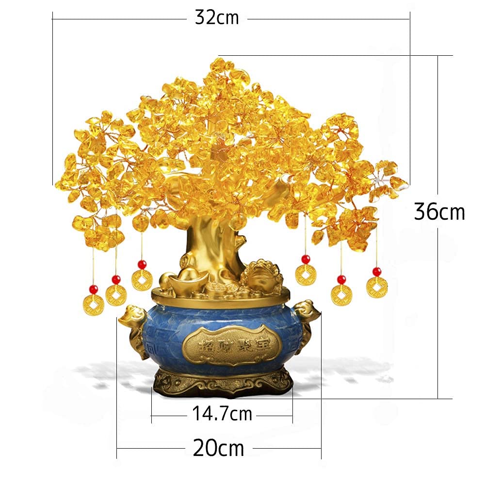 Money Tree Feng Shui Interior for Wishing for Good Business Power Gift for New Year Flower (Citrine) - Ornament, Decor, Wealth, Fortune, Prosperity,