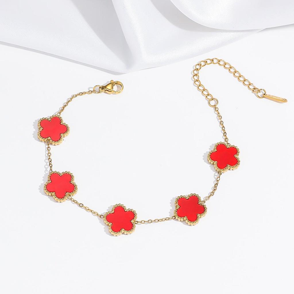 Cherry Epoxy Titanium Steel Bracelet for Women - Sweet Dopamine-Inspired Design