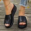 fashion 2024 Women Summer New Wedge with Fish Mouth One Word Drag Thick Bottom Women's Slippers Shoes