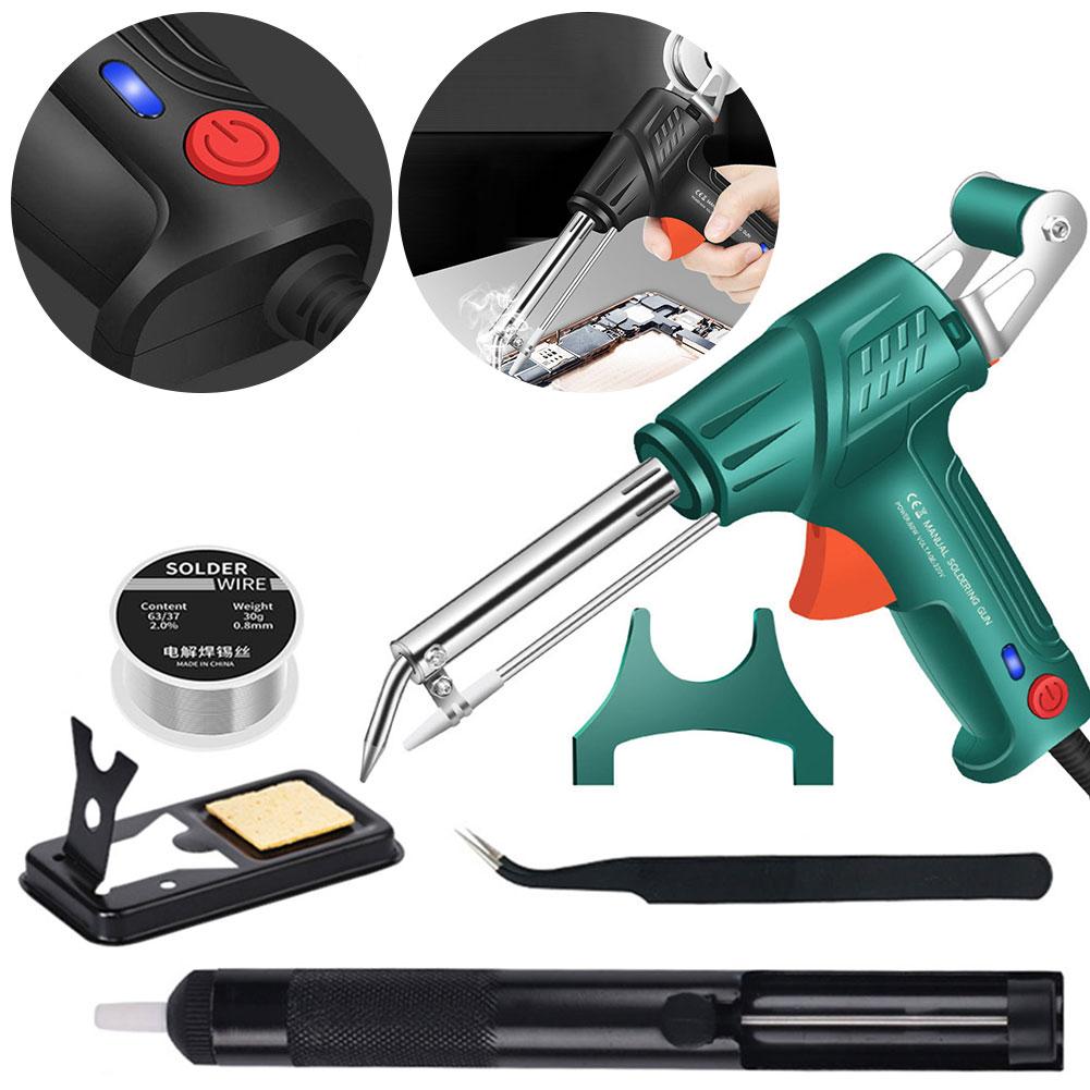 Multi-Function Soldering Iron Soldering Gun Set Soldering Gun Kit Solder Wire Desoldering Pump Tweezers for Welding Repair Tool