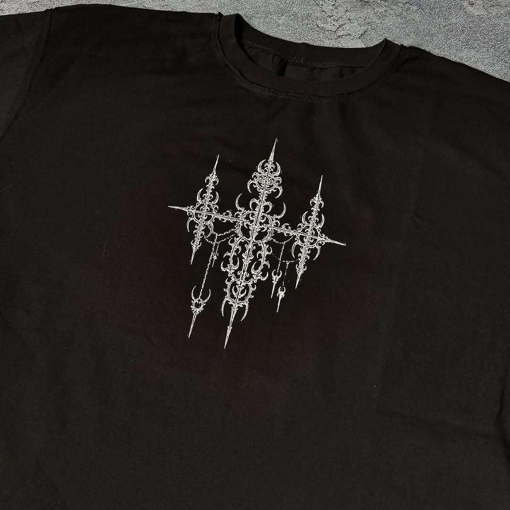 Y2K Dark Retro Skull Print Short Sleeve T-shirt