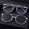Vintage Oval Frame Glasses Metal Double Beam Aviator Sunglasses Men'S Senior Sense Driving Sunscreen Sunglasses