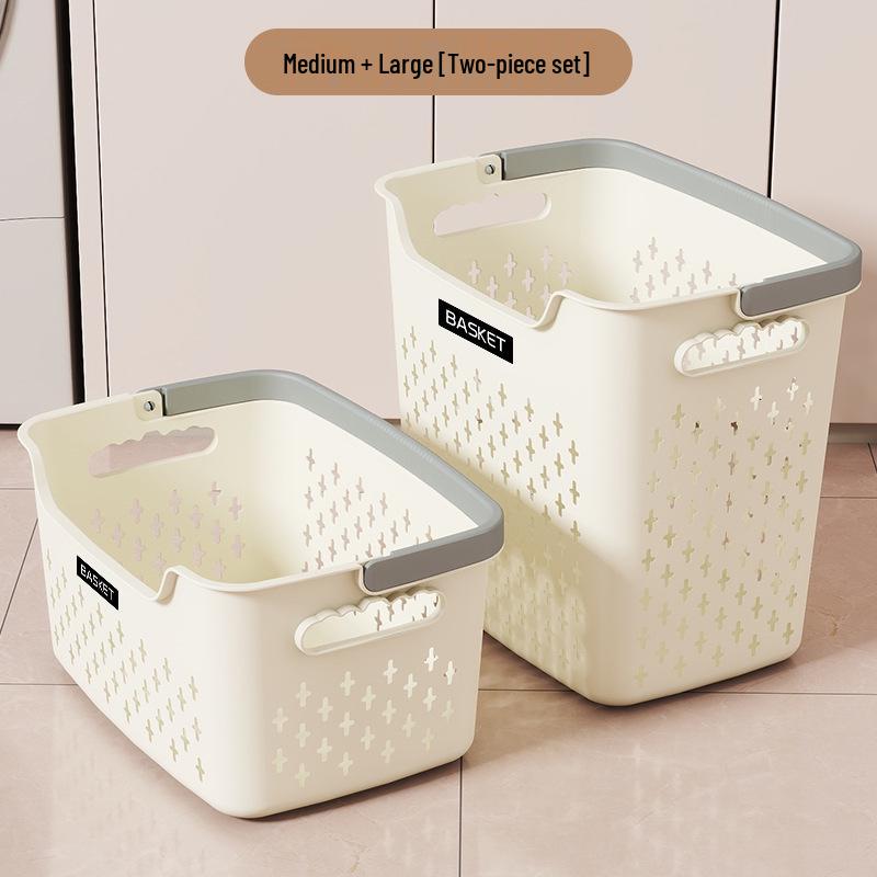 Large Capacity Plastic Laundry Basket - Handheld Dirty Clothes Hamper for Bathroom and Household Storage