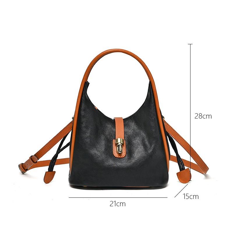 Johnature Vintage Genuine Leather Women Handbag Natural Soft Real Cowhide Solid Color Large Capacity Shoulder Bags