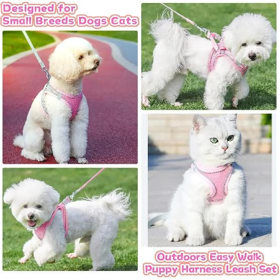 Breathable Dog Harness with Leash Adjustable Anti Escape Puppy Cat Harness Set for Small Medium Pets Yorkshire Pet Accessories