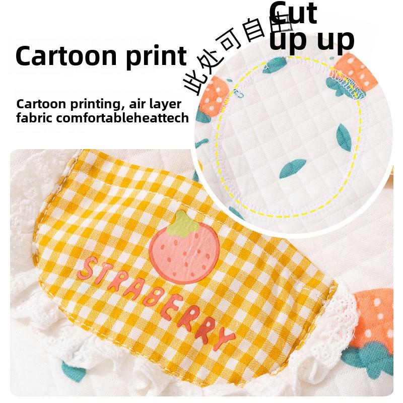 Autumn and Winter Dog Cotton Cartoon Printed Belly Coat Cat Belly Coat Medium and Small Dog Home Clothes Pet Clothes