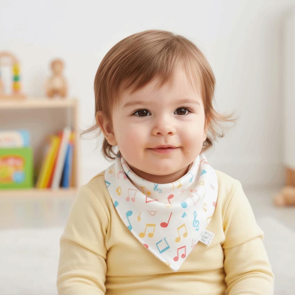 5PCS/SET Triangle Design Cotton Bibs Cartoon Print Feeding Bibs Cute Saliva Towel Toddler Use