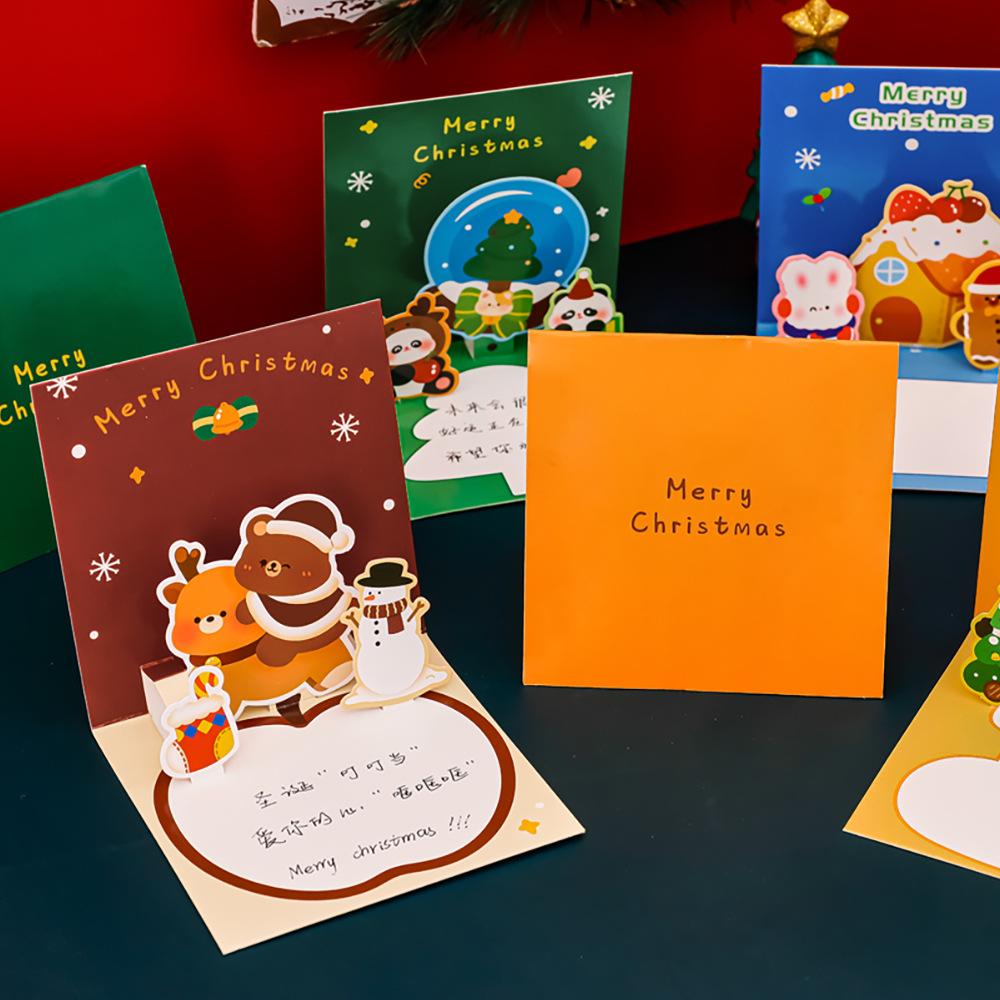 Lovely Christmas Three-dimensional Greeting Card Kindergarten Event Party Blessing Card Cute Cartoon Gift Blessing Greeting Card