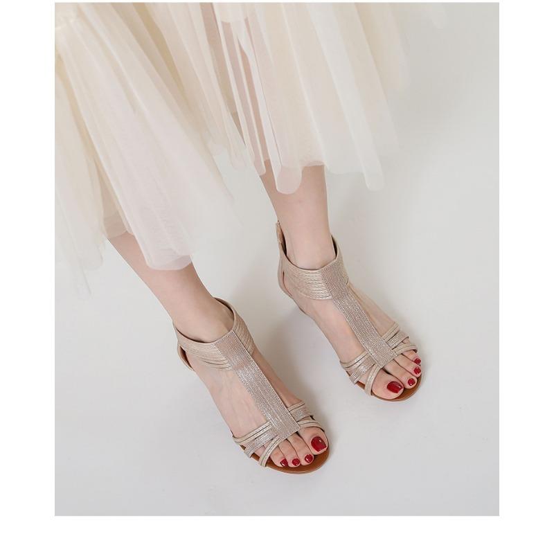 Sandales compensées pour femmes, nouvelles sandales romaines à semelles épaisses, grande taille, décontractées, polyvalentes, à semelles souples