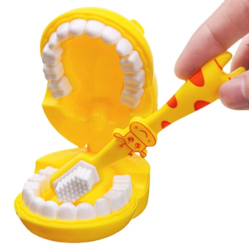 Cute giraffe toothbrush toy with toothbrush for toddlers, movable joint design, suitable for boys and girls, early education toothbrush toy, develops
